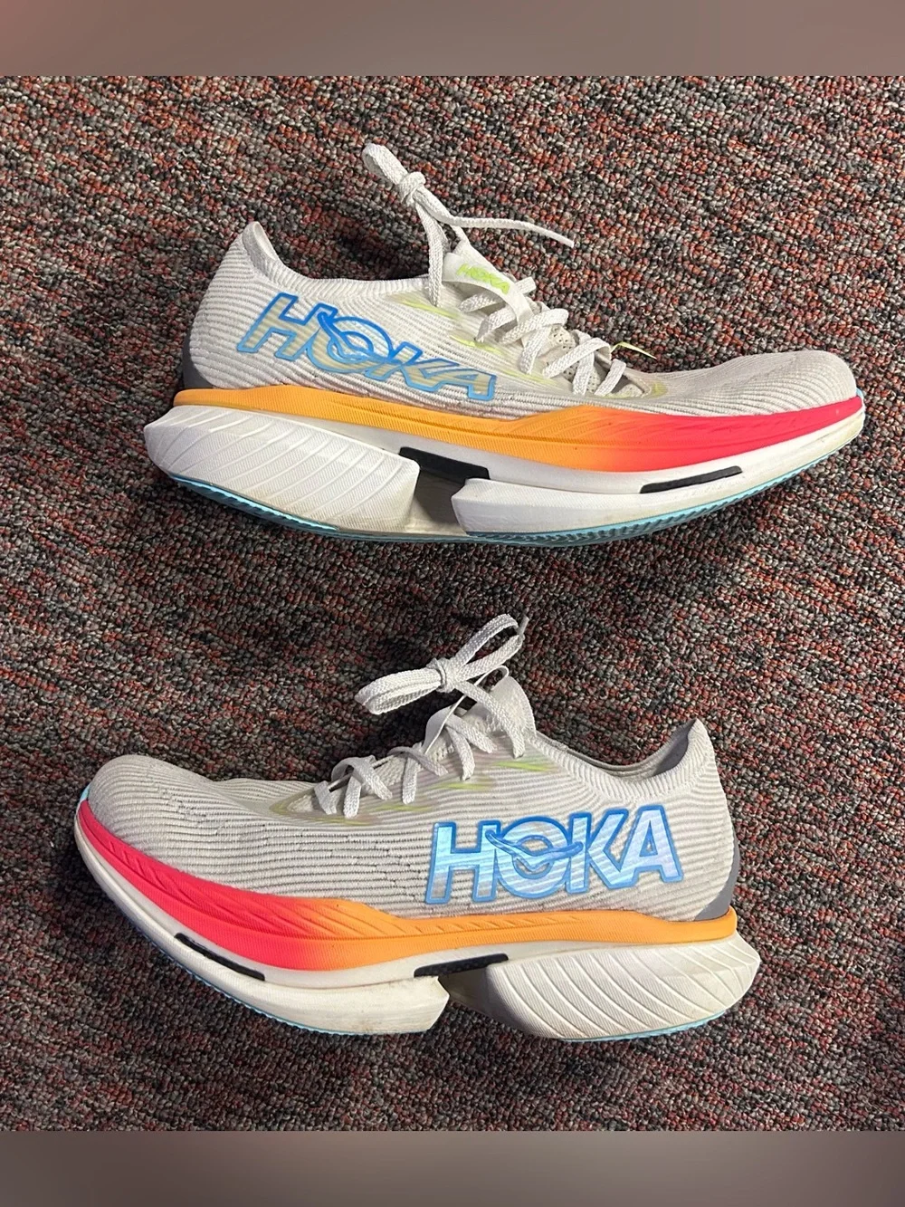 Hoka One One Cielo X1 Womens Size 13, Mens 12, White Blue Running Shoes Sneakers